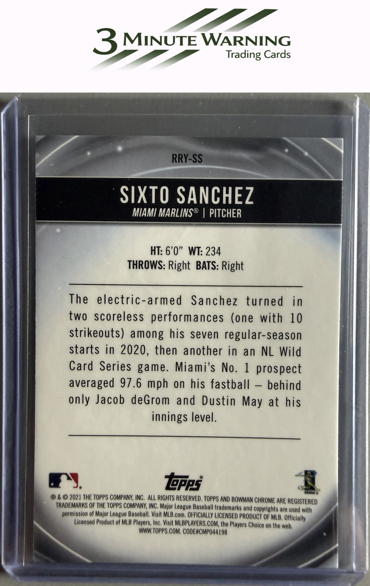2021 Bowman #RRY-SS Sixto Sanchez Chrome Rookie of the Year Favorites