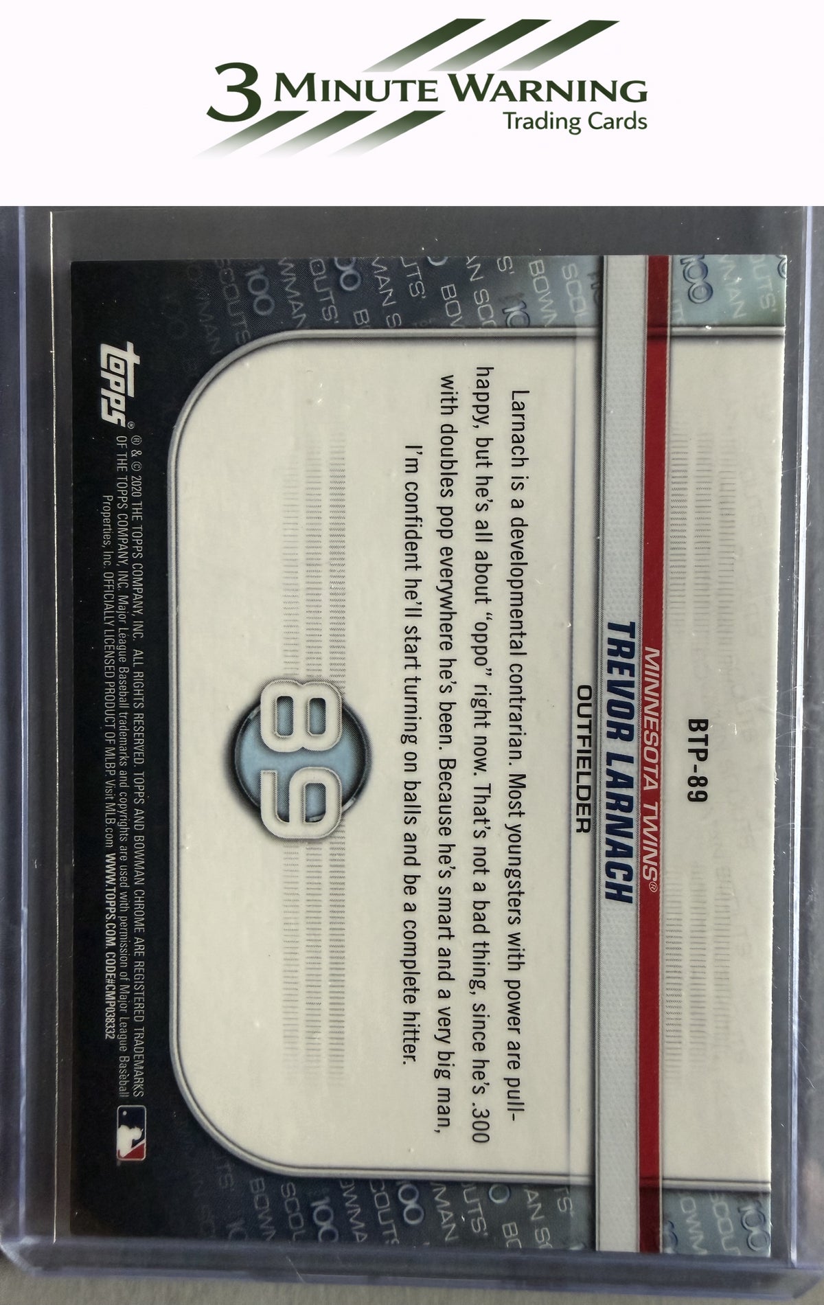 2020 Bowman #BTP-89 Trevor Larnach Chrome Bowman Scouts Top 100