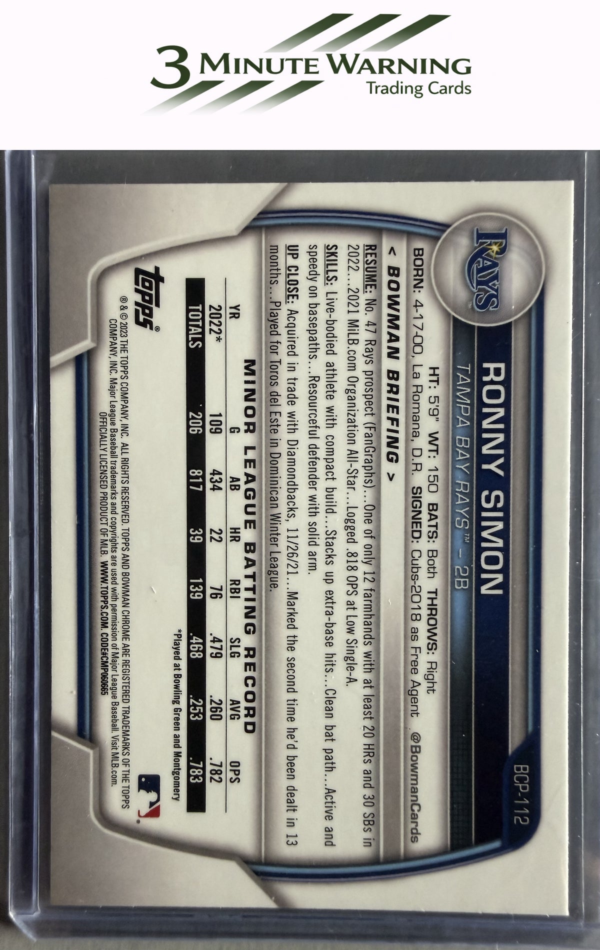 2023 Bowman #BCP-112 Ronny Simon Chrome Prospects