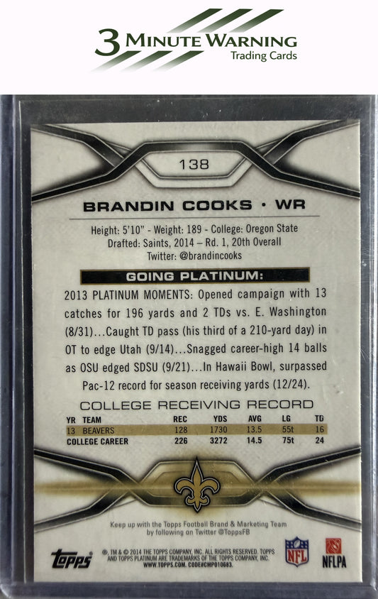 2014 Topps Platinum #138 Brandin Cooks Orange Refractor