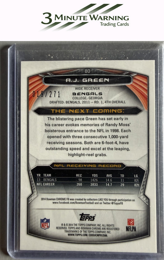 2014 Bowman Chrome #80 A.J. Green Pulsar Refractor #/271
