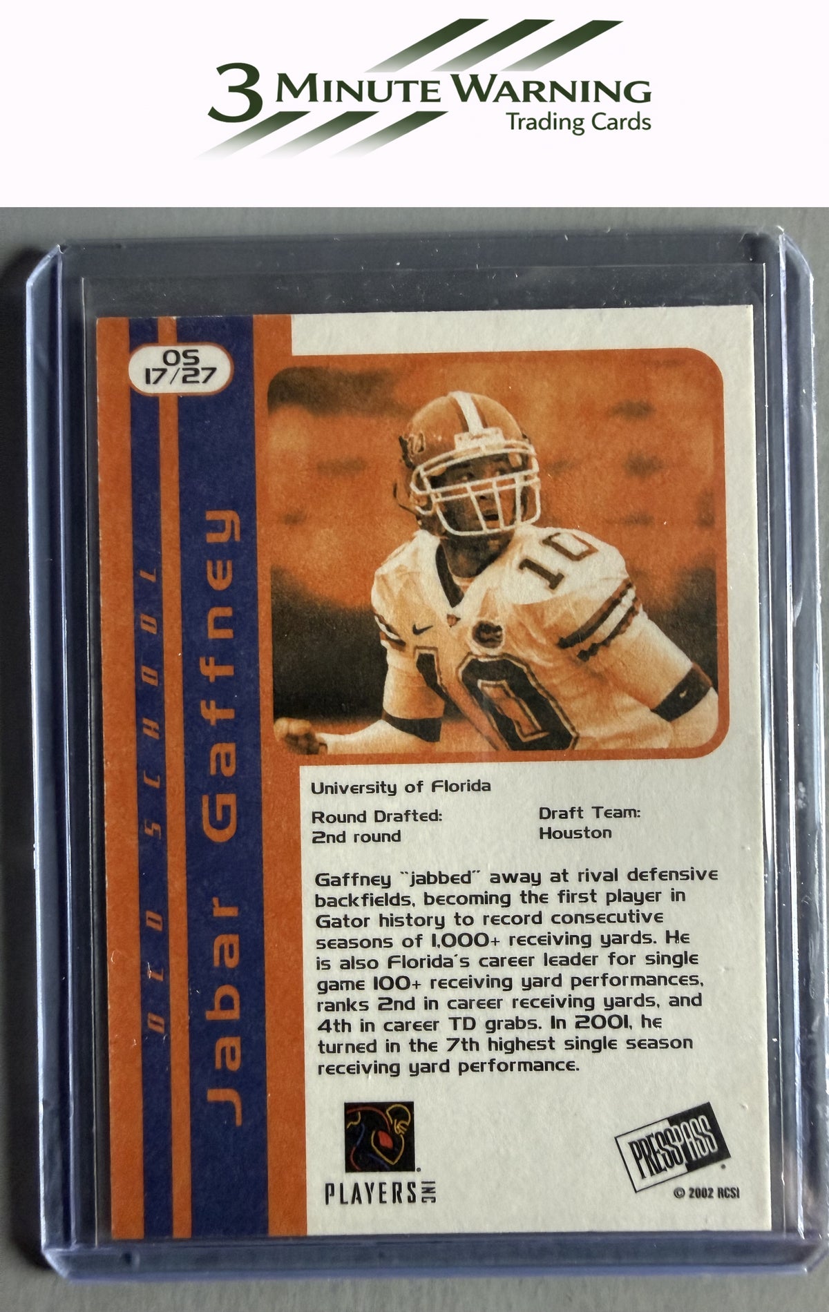 2002 Press Pass JE #OS17 Jabar Gaffney Old School