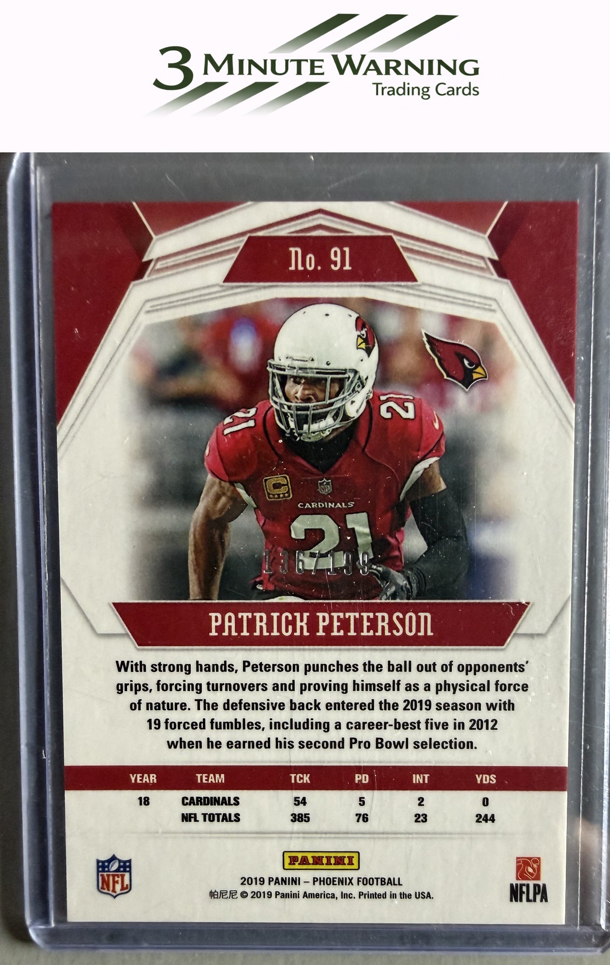 2019 Panini Phoenix #91 Patrick Peterson Pink #/199