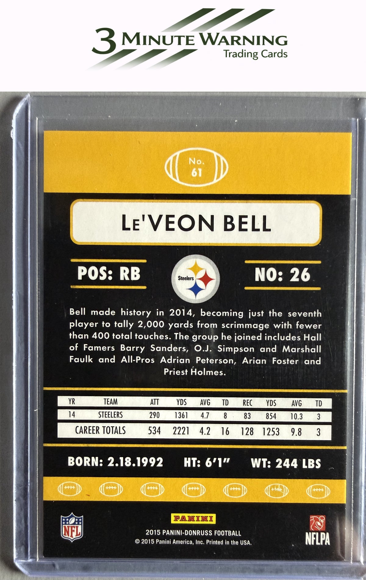 2015 Donruss #61 Le'Veon Bell Stat Line Career Green #/534