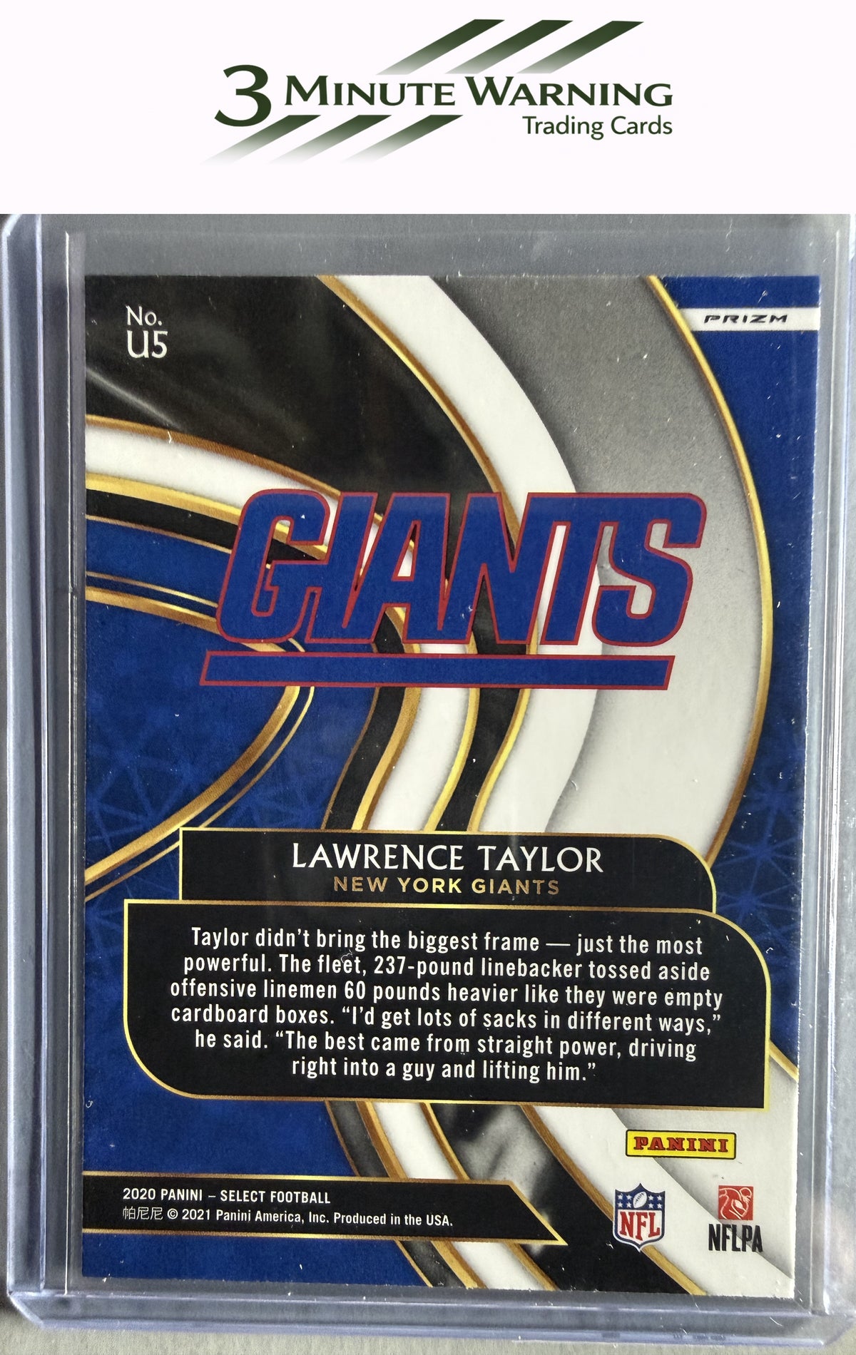 2020 Panini Select #U5 Lawrence Taylor Unbreakable Prizm