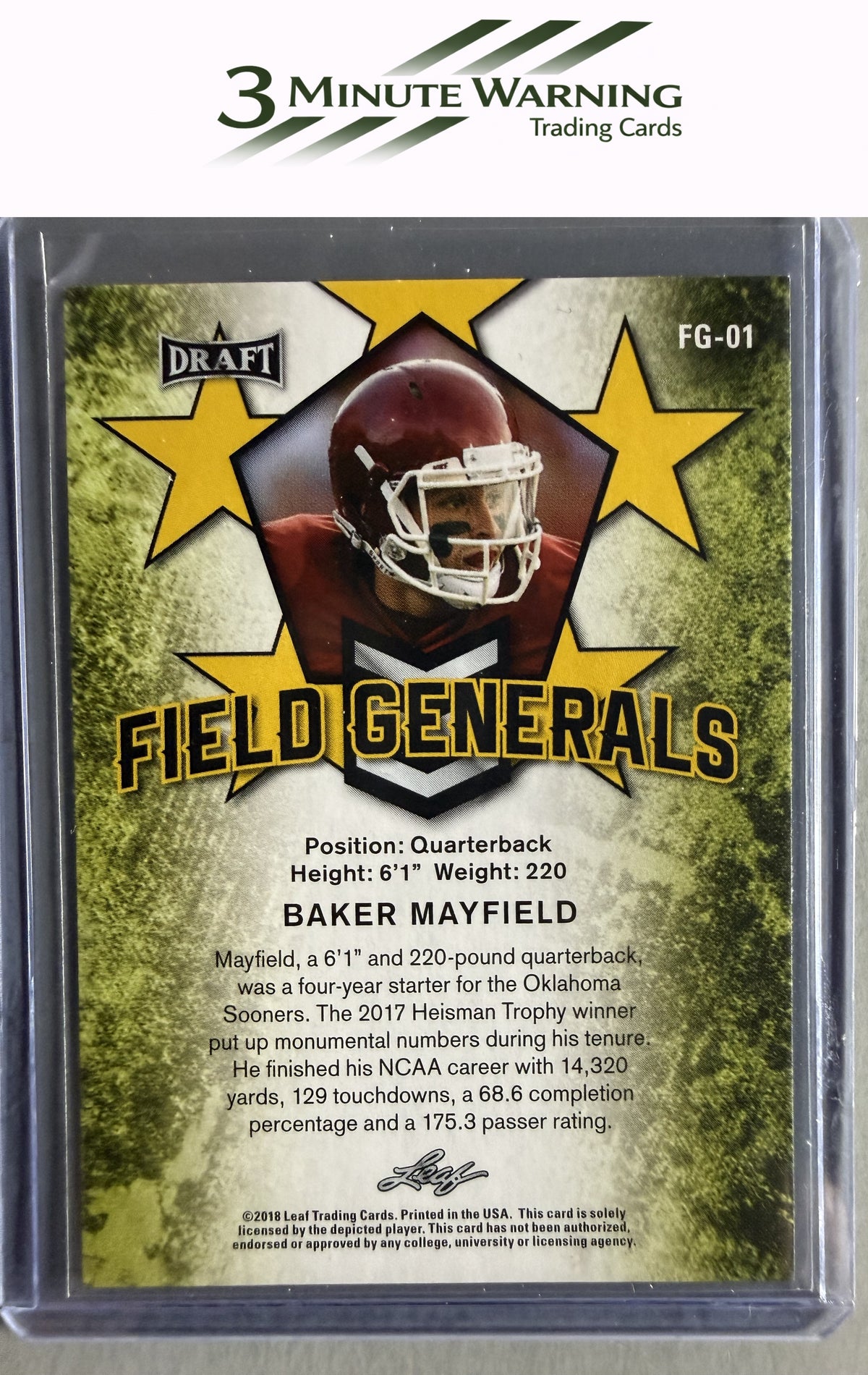 2018 Leaf Draft #FG-01 Baker Mayfield Field Generals