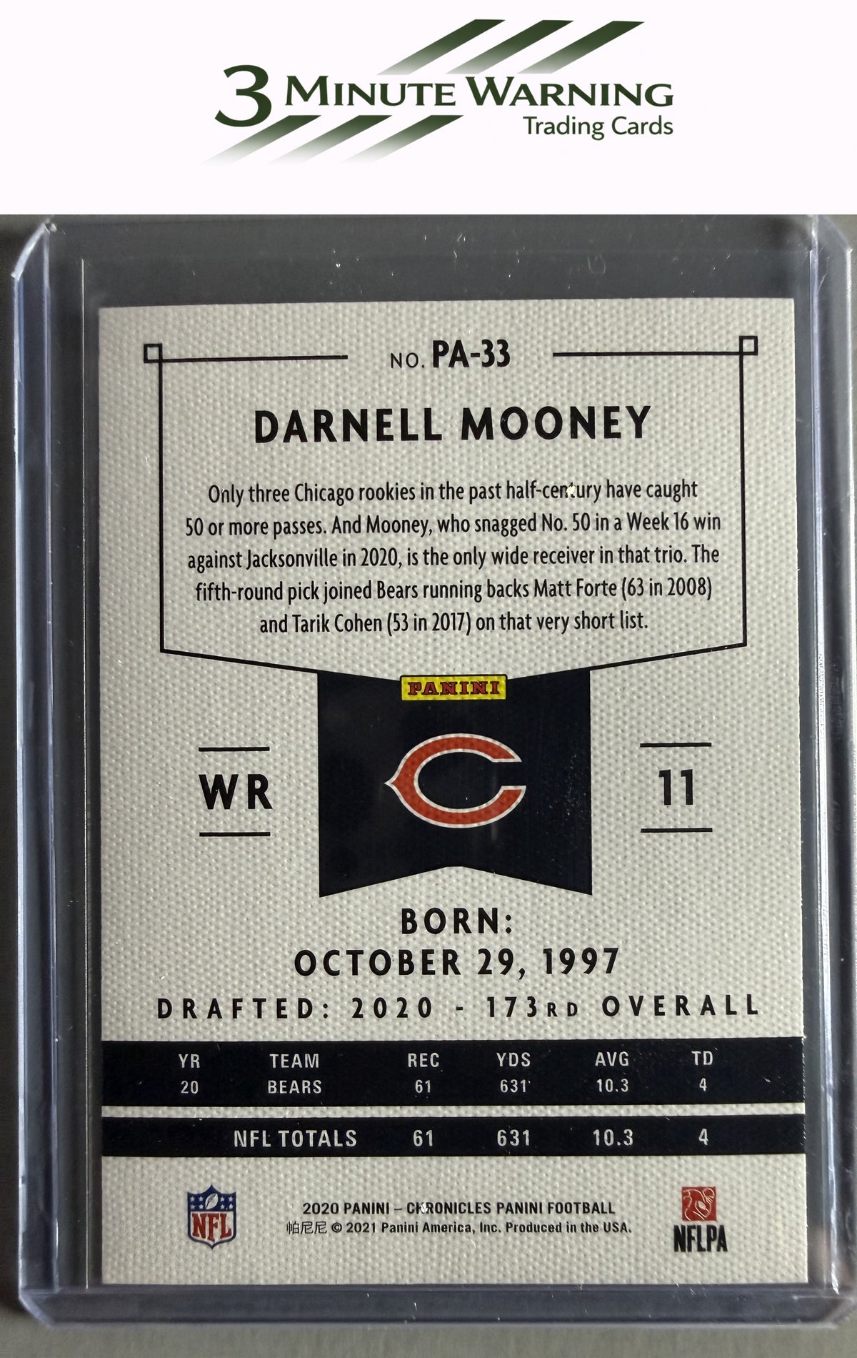 2020 Panini Chronicles #PA-33 Darnell Mooney Panini