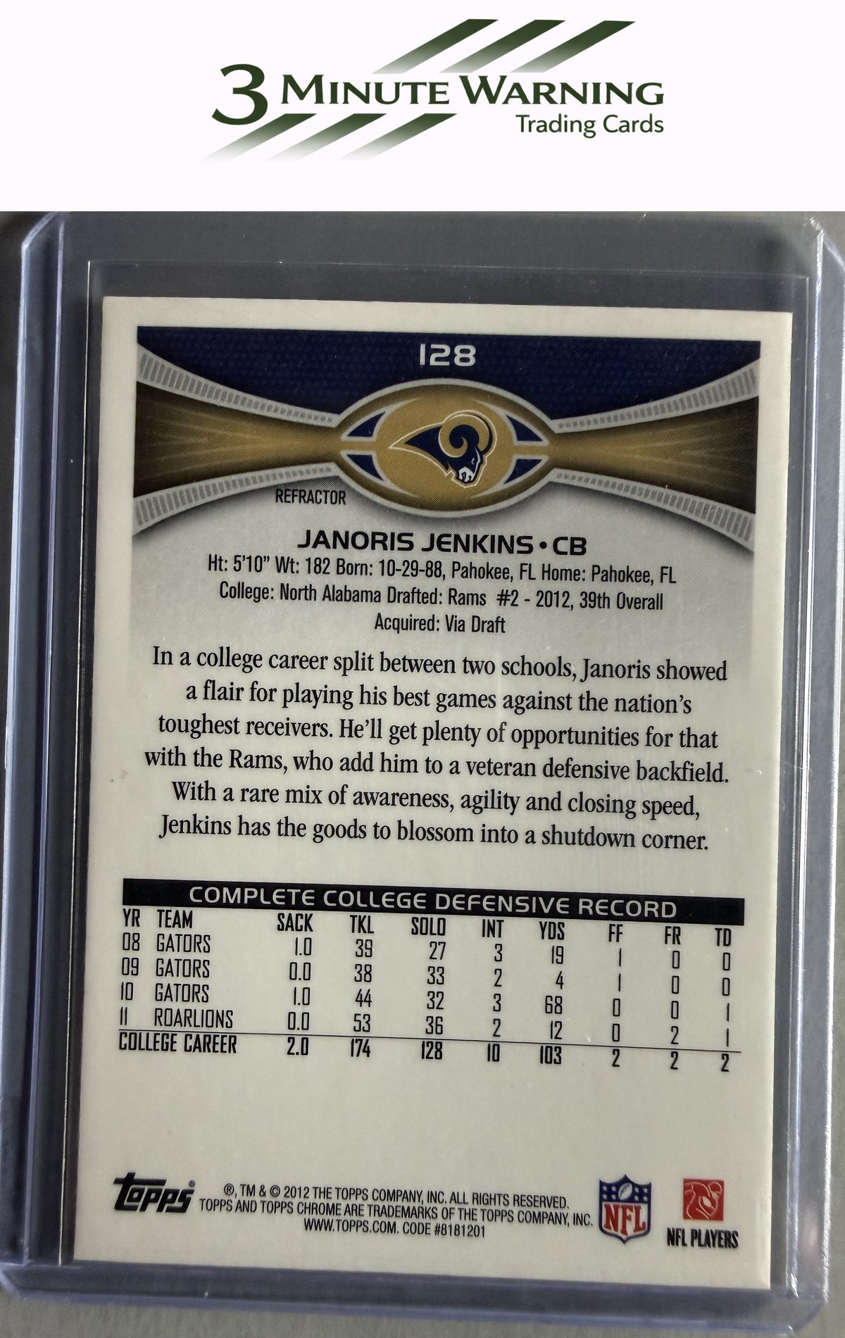 2012 Topps Chrome #128 Janoris Jenkins Refractor