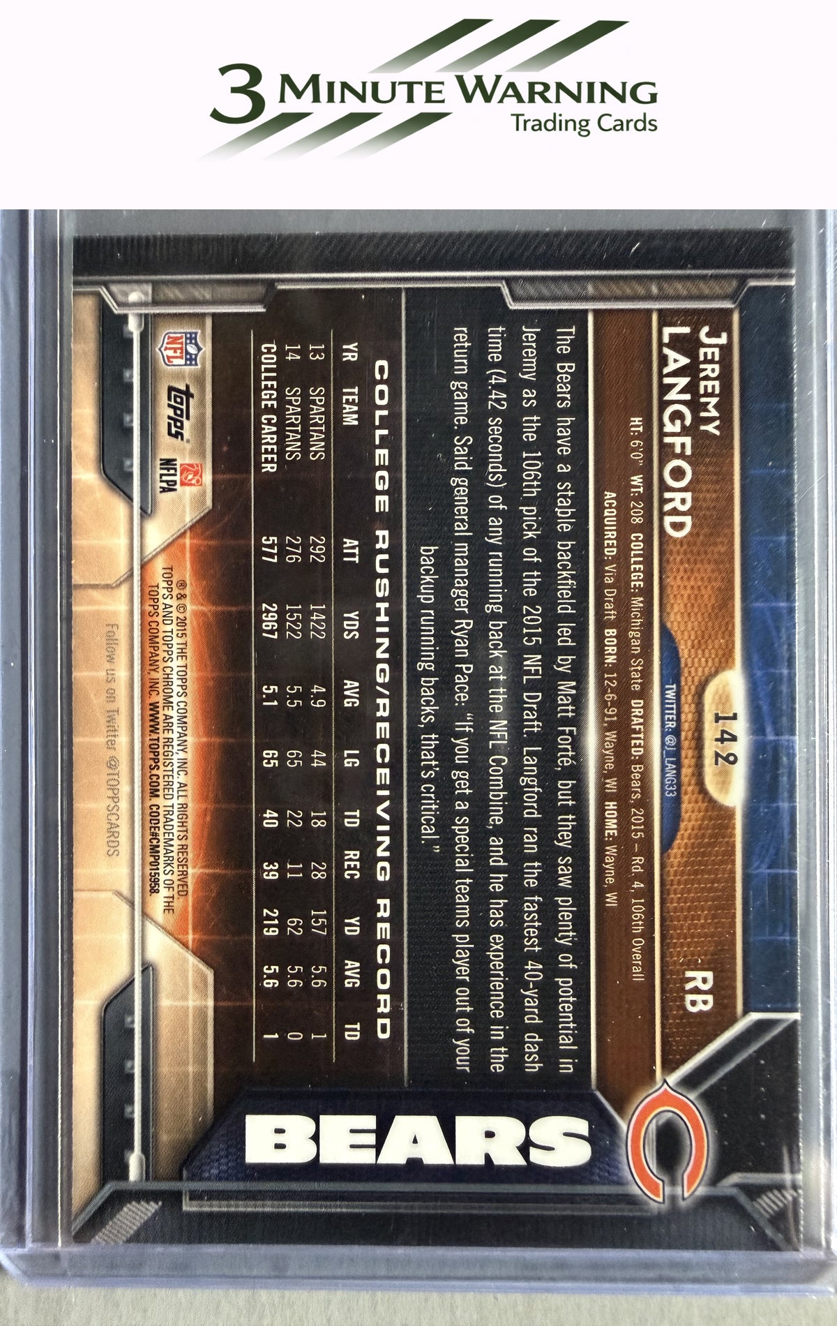 2015 Topps Chrome #142 Jeremy Langford
