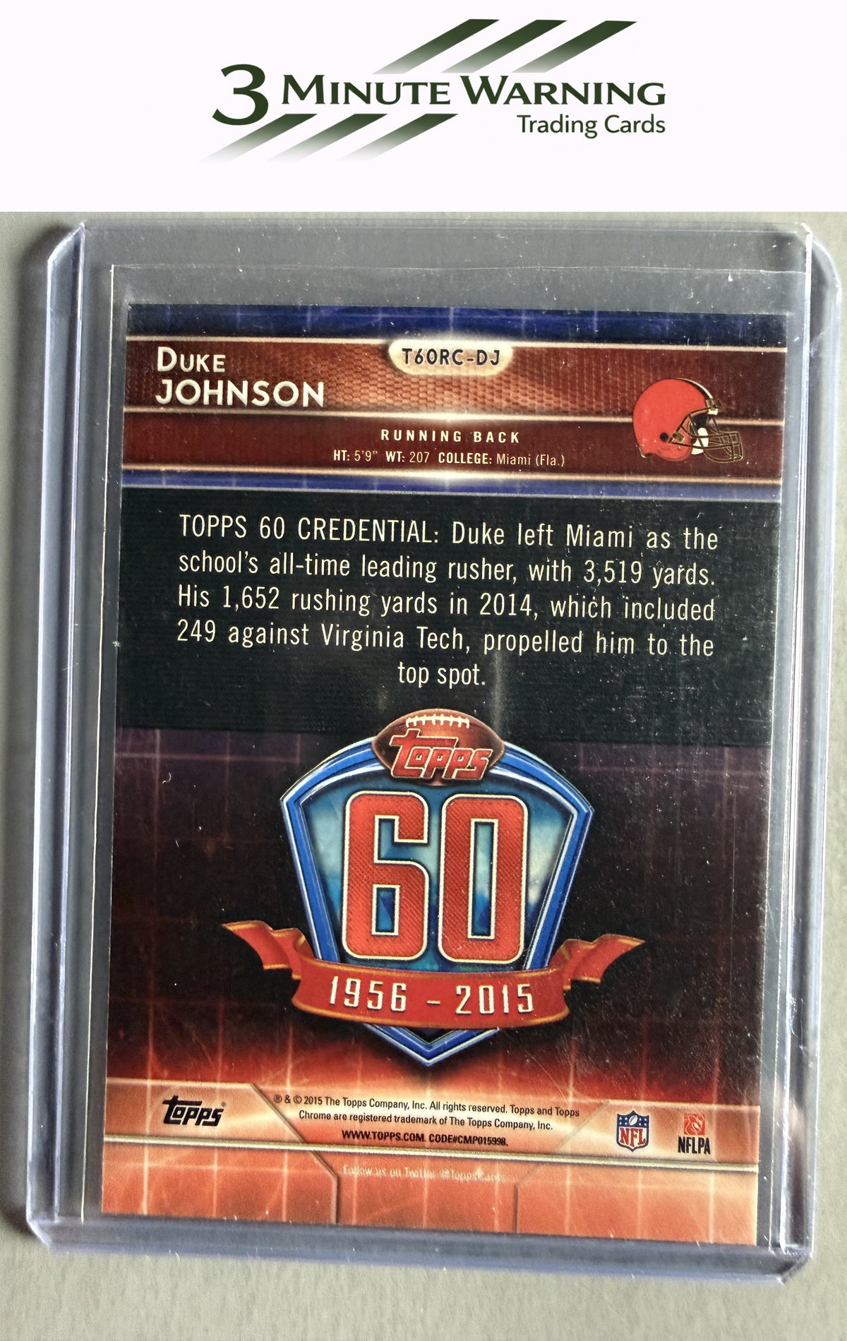 2015 Topps Chrome #T60RC-DJ Duke Johnson 60th Anniversary Rookies