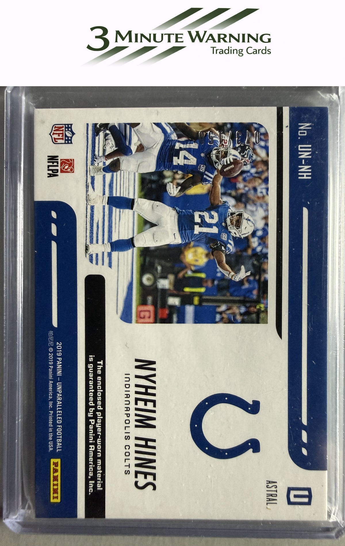 2019 Panini Unparalleled #UN-NH Nyheim Hines Undeniable Astral #/150