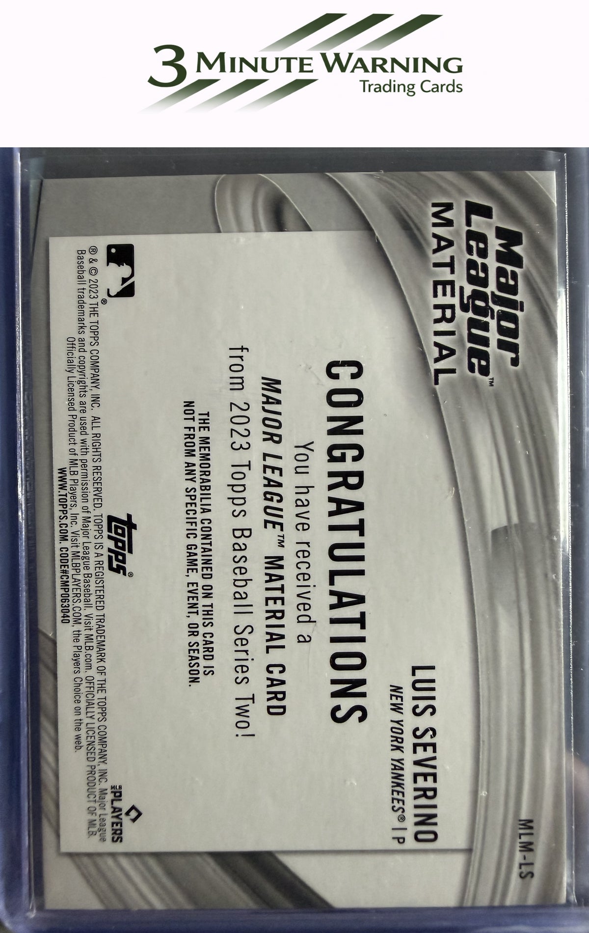 2023 Topps #MLM-LS Luis Severino Major League Material Relics (Series Two)