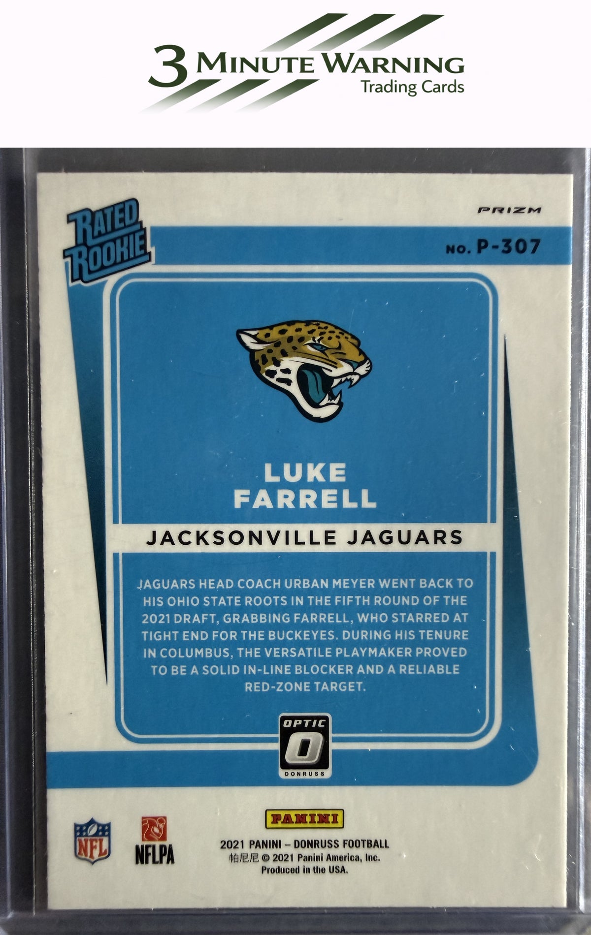 2021 Donruss #P-307 Luke Farrell Optic Rated Rookie Preview Pink