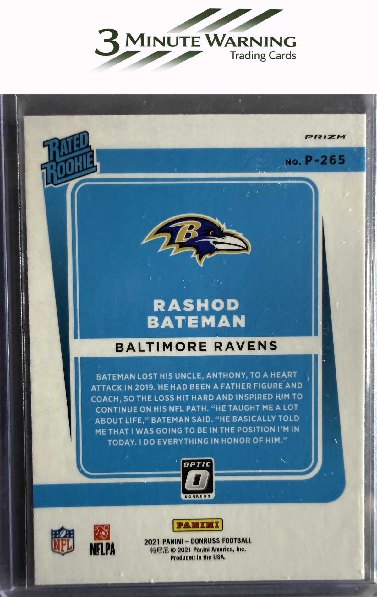 2021 Donruss #P-265 Rashod Bateman Optic Rated Rookie Preview Pink
