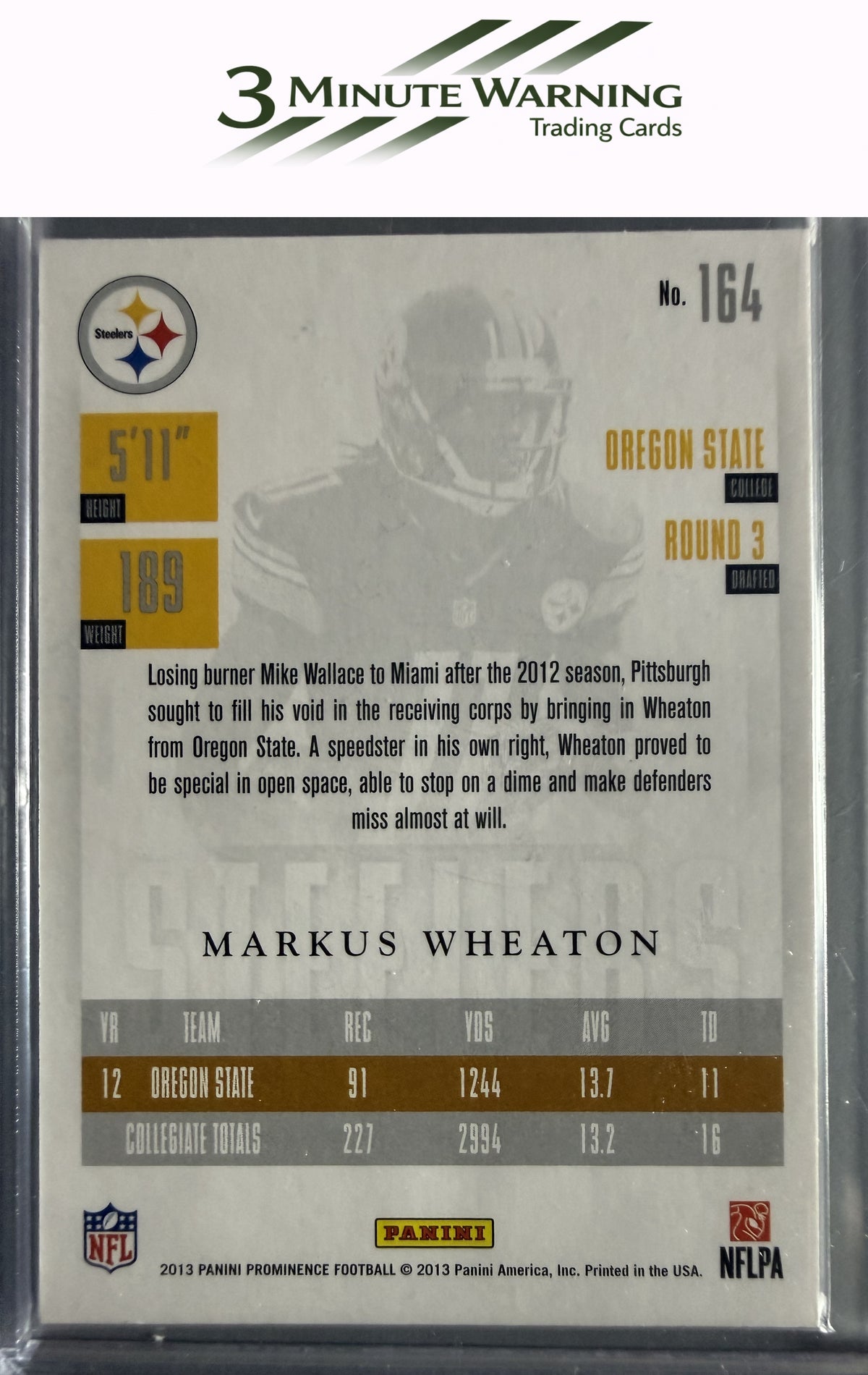 2013 Panini Prominence #164 Markus Wheaton Gold #/199