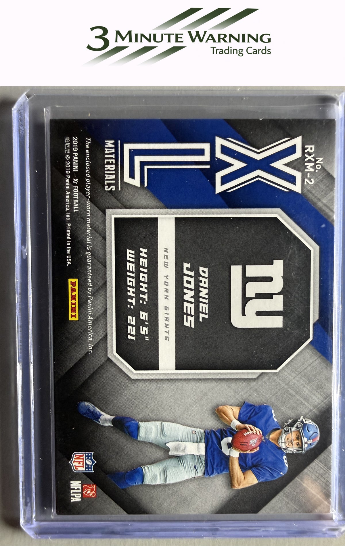 2019 Panini XR #RXM-2 Daniel Jones Rookie XL Materials #/149