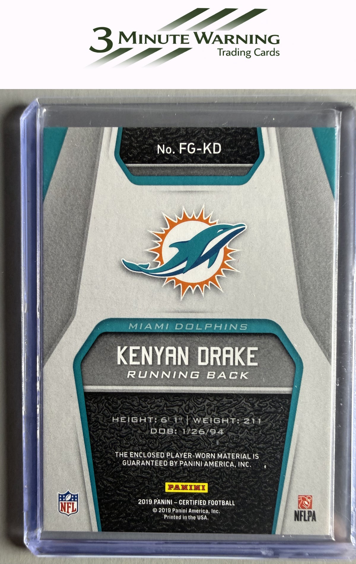 2019 Panini Certified #FG-KD Kenyan Drake Fabric of the Game #/299