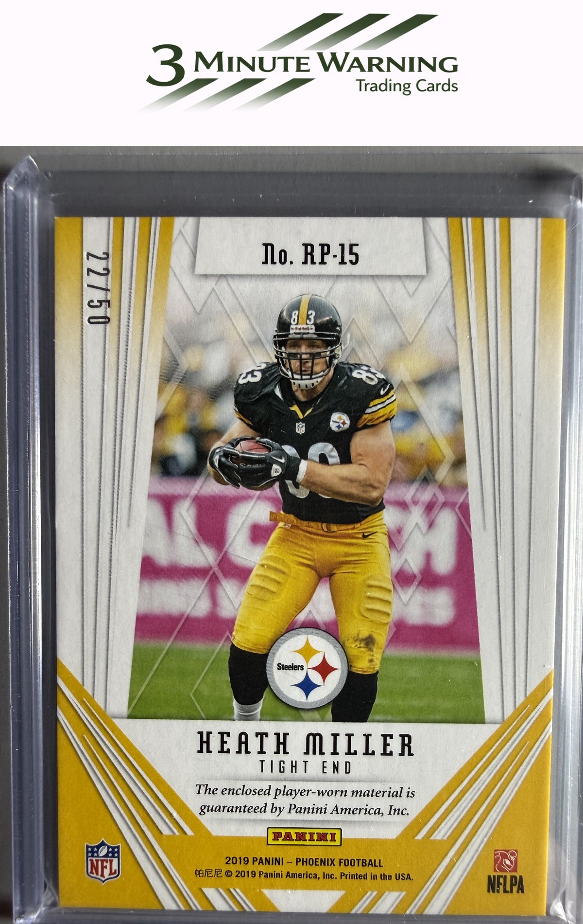 2019 Panini Phoenix #RP-15 Heath Miller Retired Patches #/50