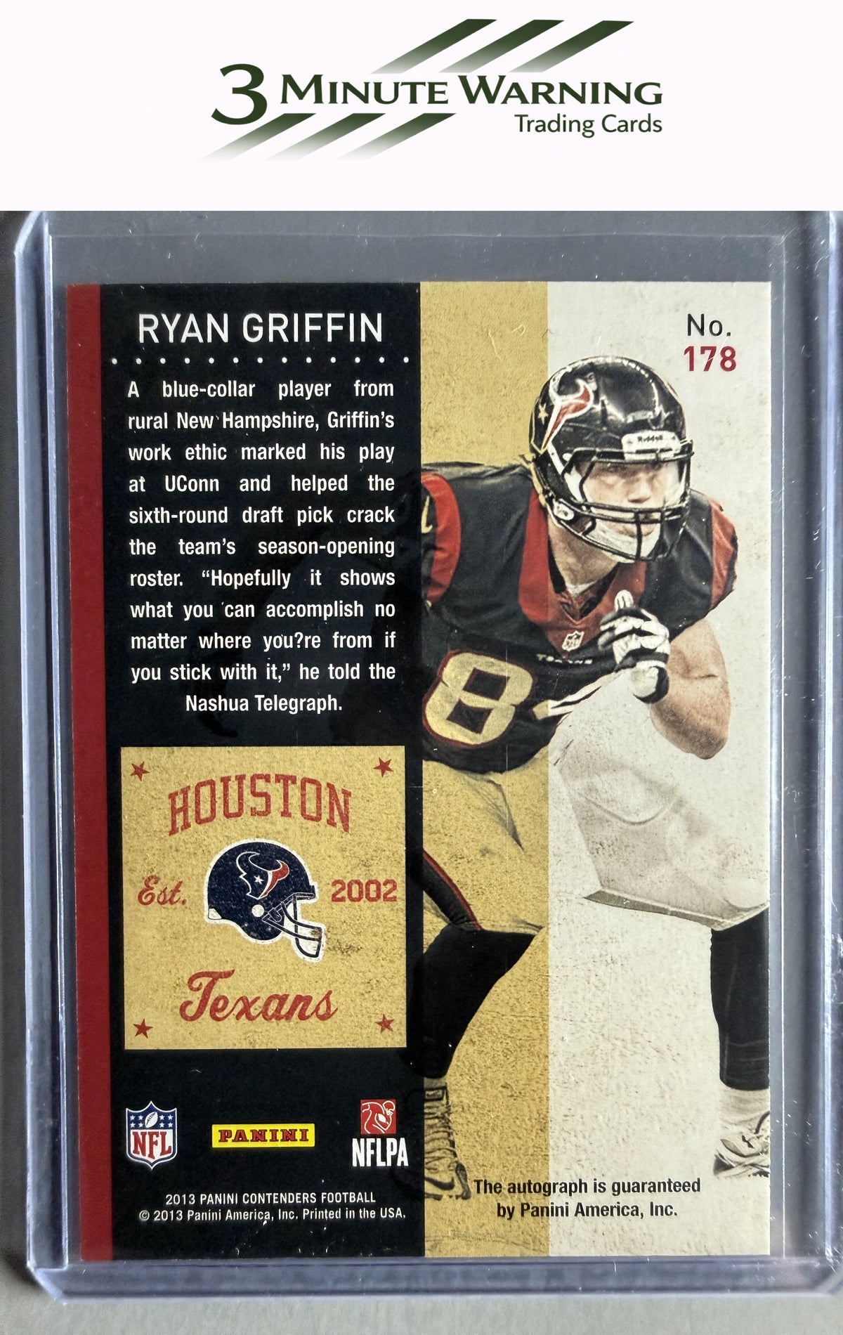 2013 Panini Contenders #178a Ryan Griffin 4 Stars in helmet logo box