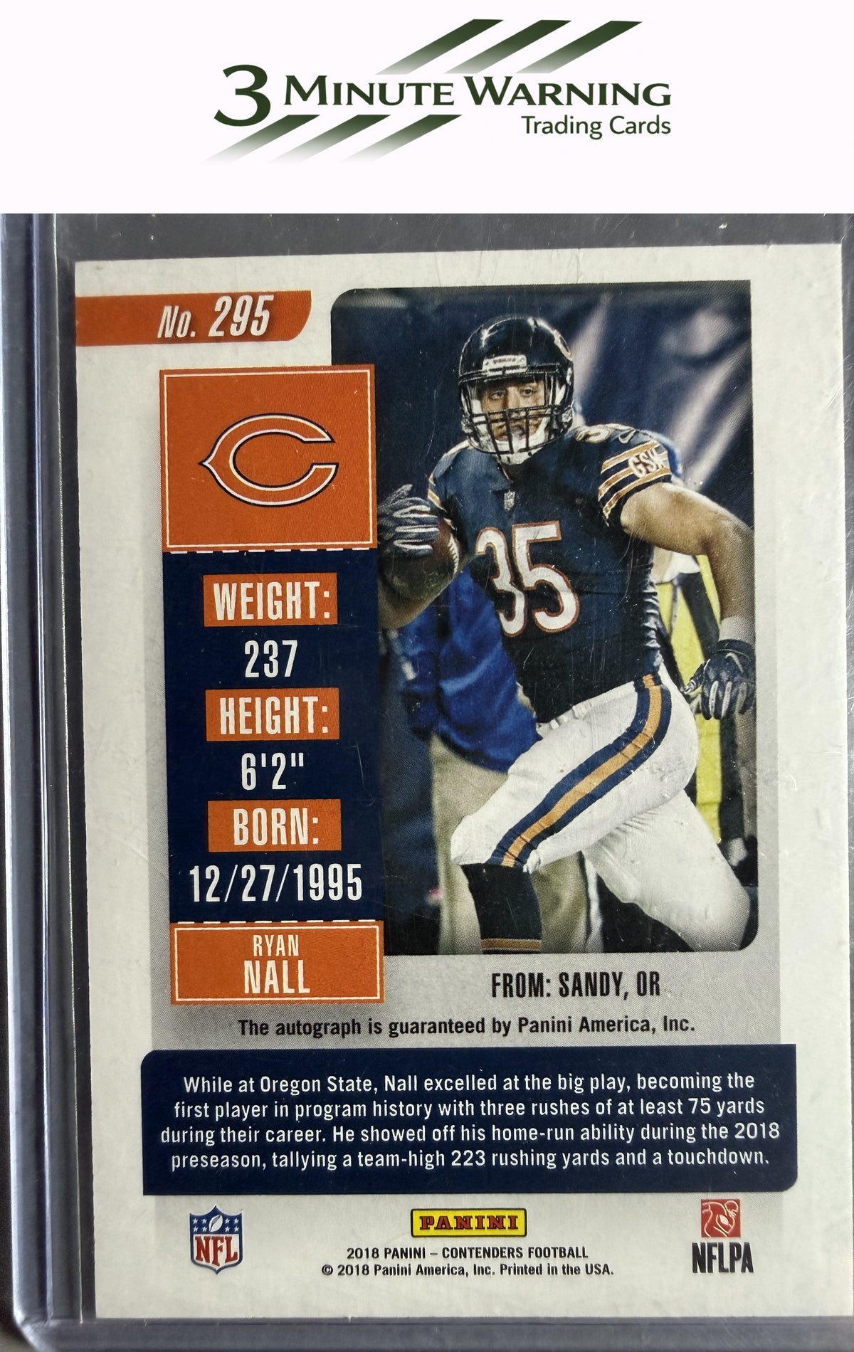 2018 Panini Contenders #295 Ryan Nall