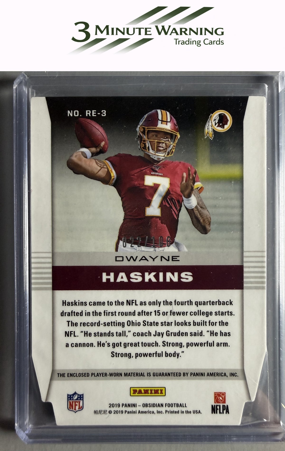 2019 Panini Obsidian #RE-3 Dwayne Haskins Rookie Eruption #/100