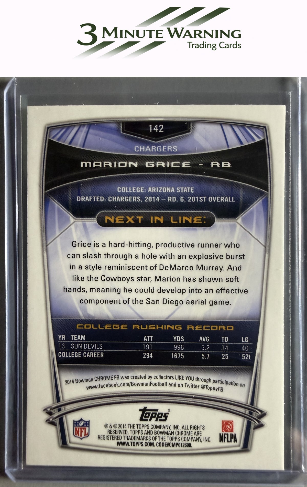 2014 Bowman Chrome #142 Marion Grice Refractor
