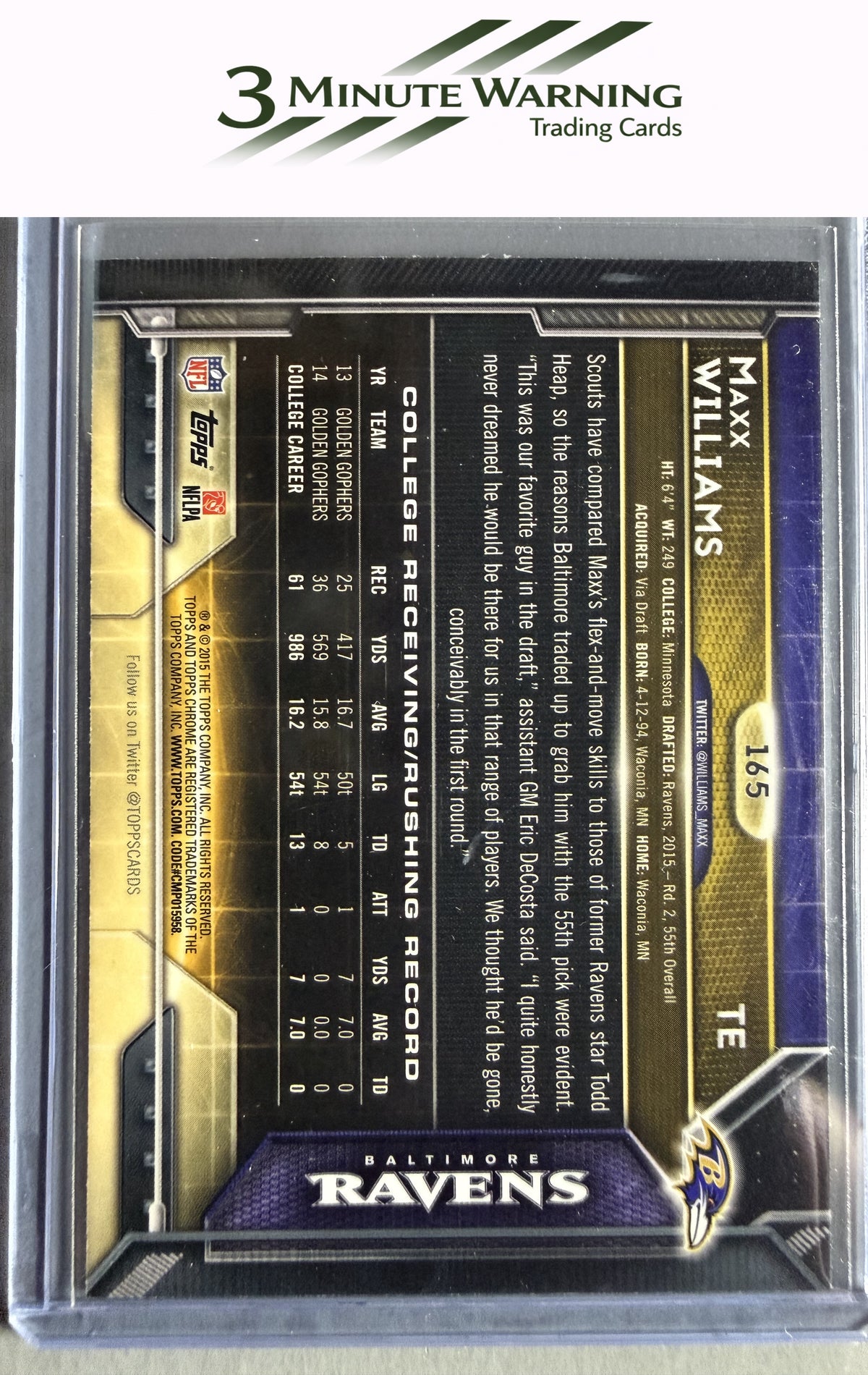2015 Topps Chrome #165 Maxx Williams