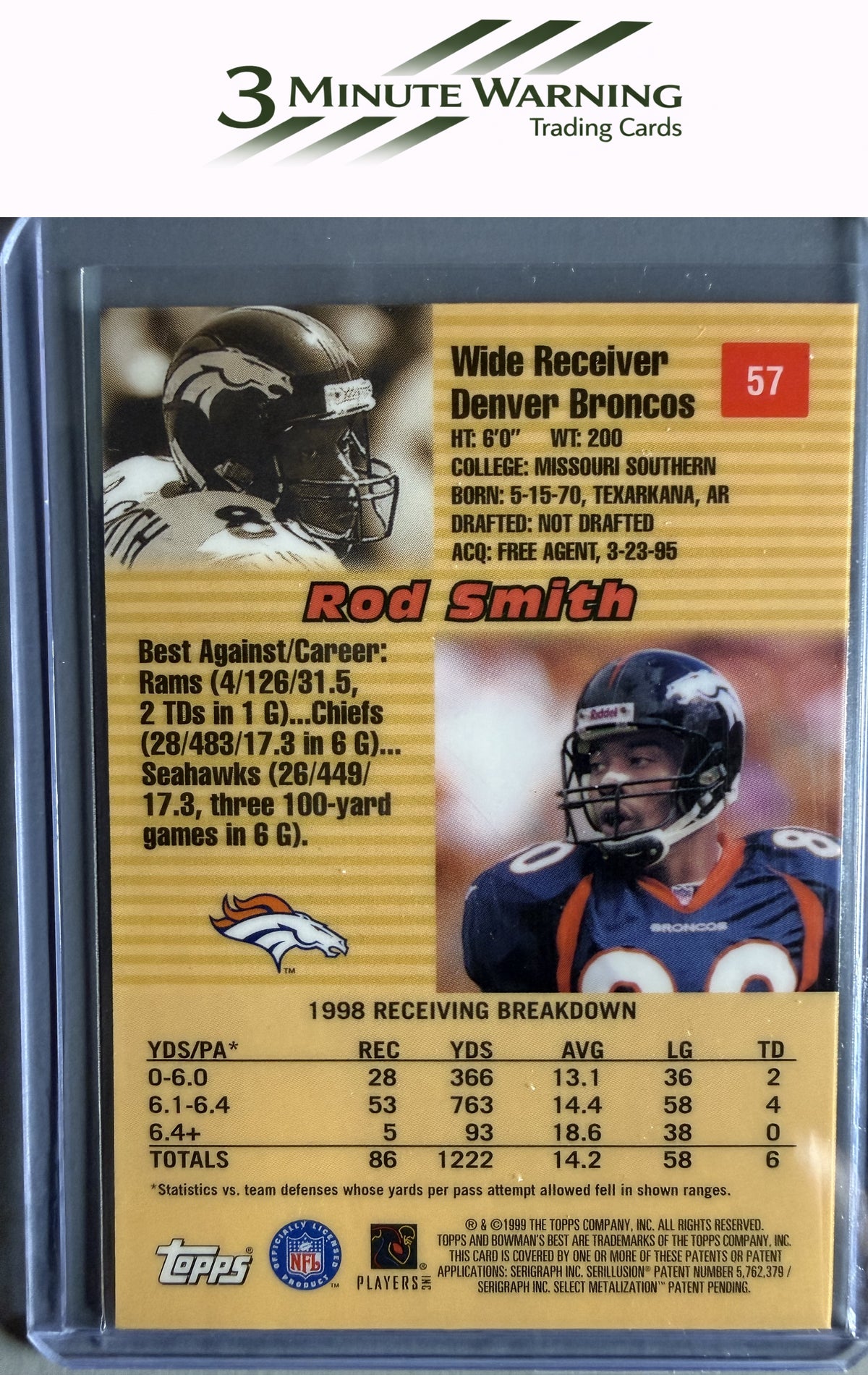 1999 Bowman's Best #57 Rod Smith
