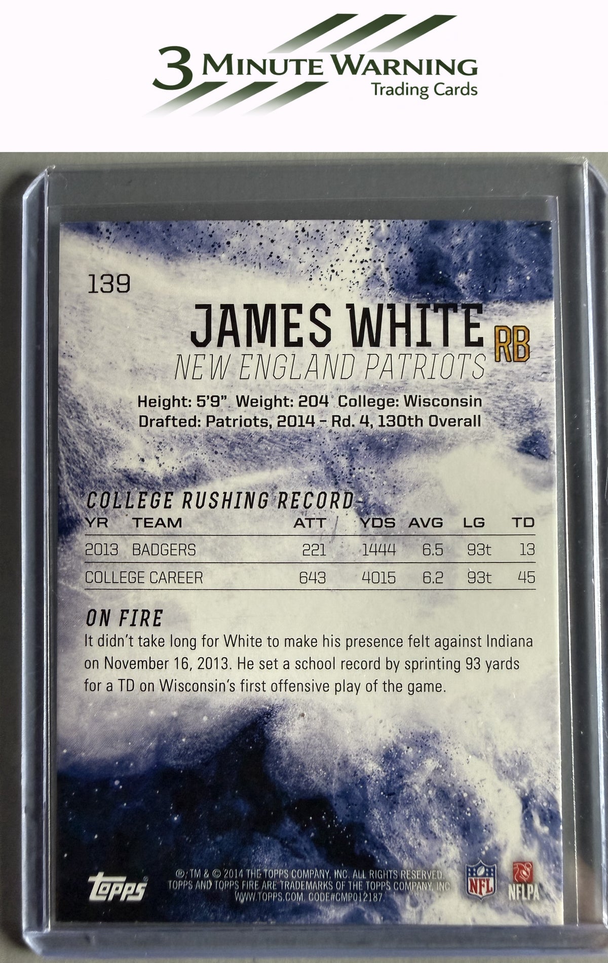 2014 Topps Fire #139 James White