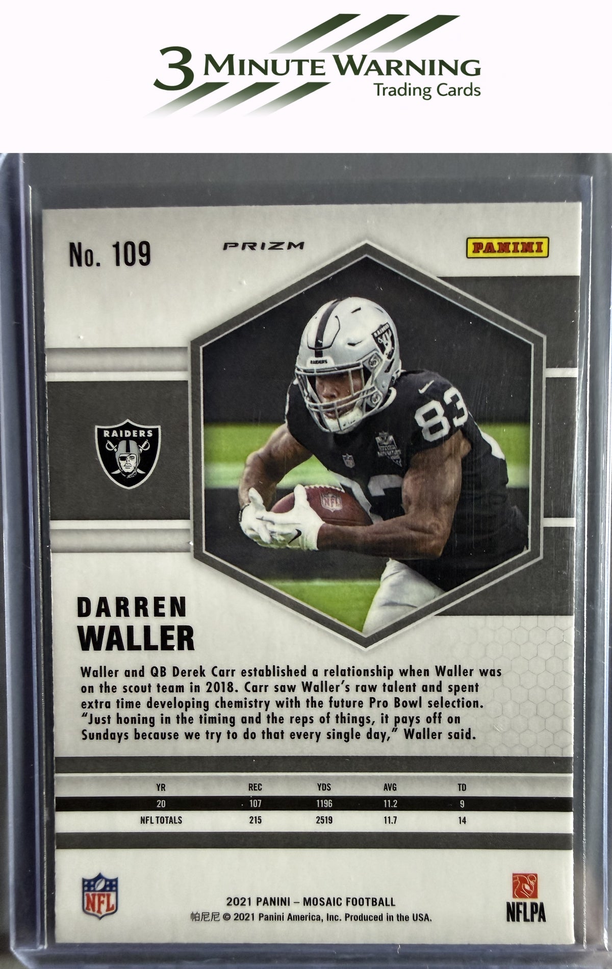 2021 Panini Mosaic #109 Darren Waller Prizm Green