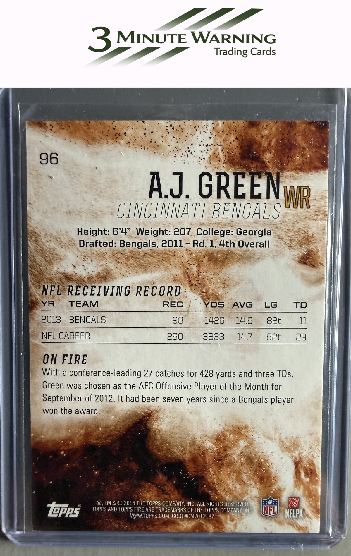 2014 Topps Fire #96 A.J. Green Green #/99