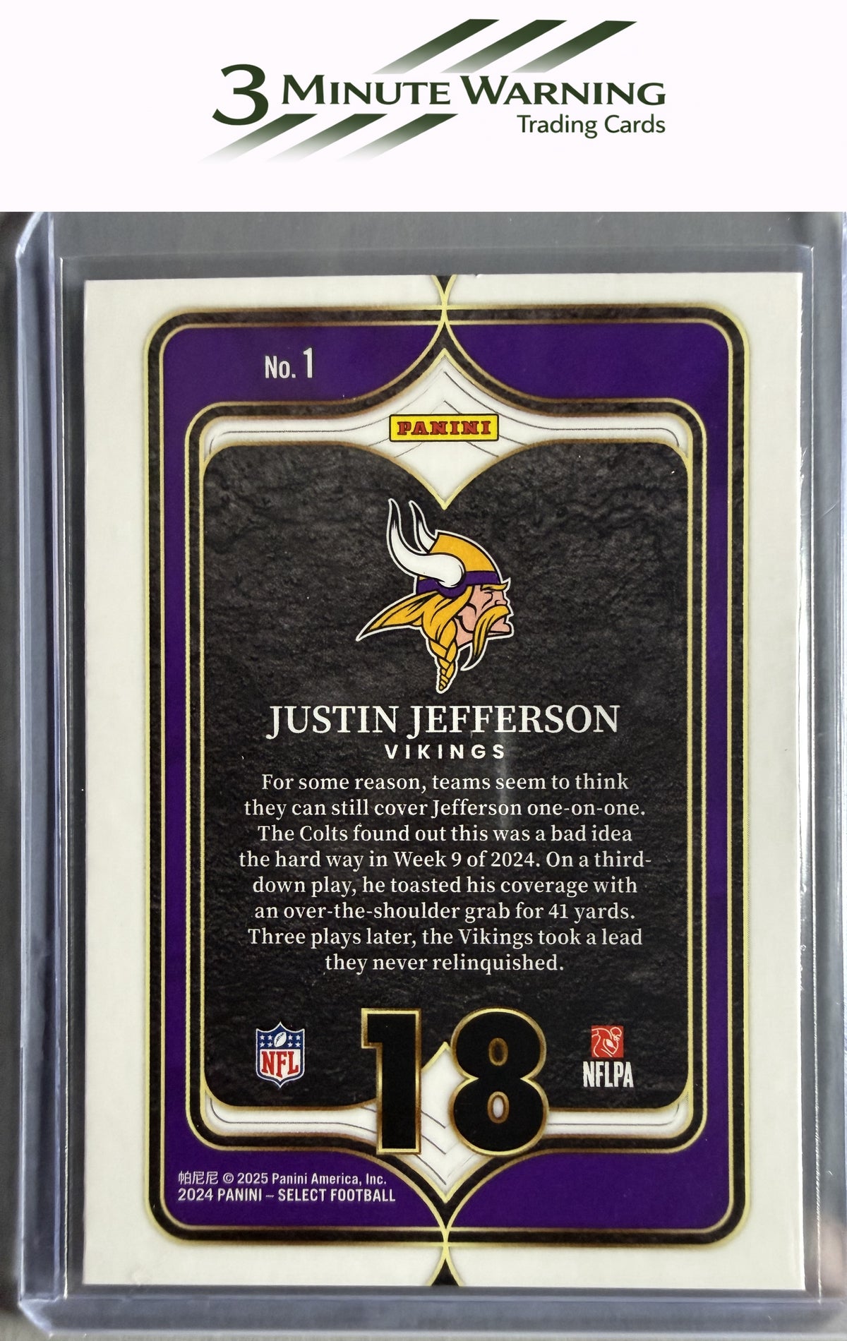 2024 Panini Select #1 Justin Jefferson Select Numbers