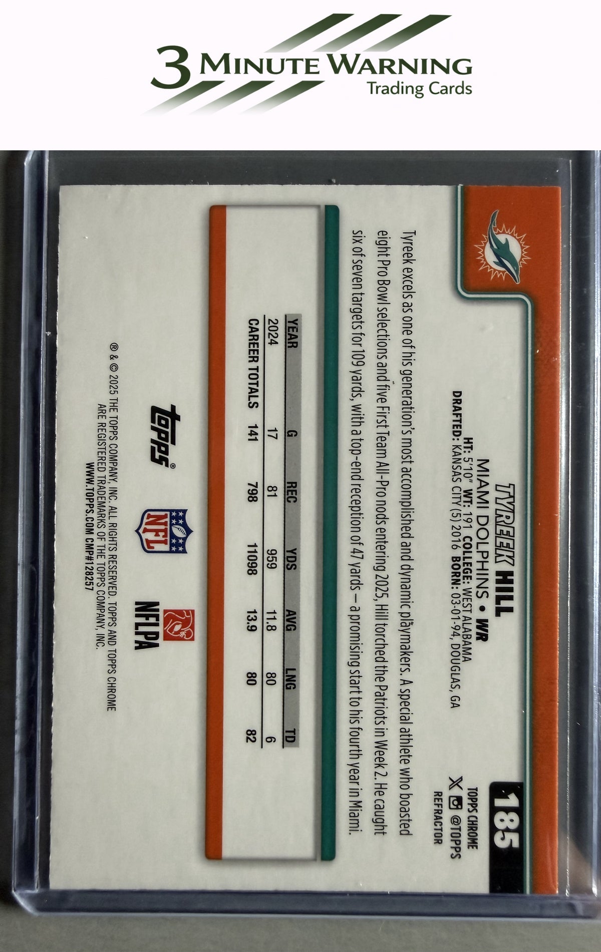 2025 Topps Chrome #185 Tyreek Hill Refractor