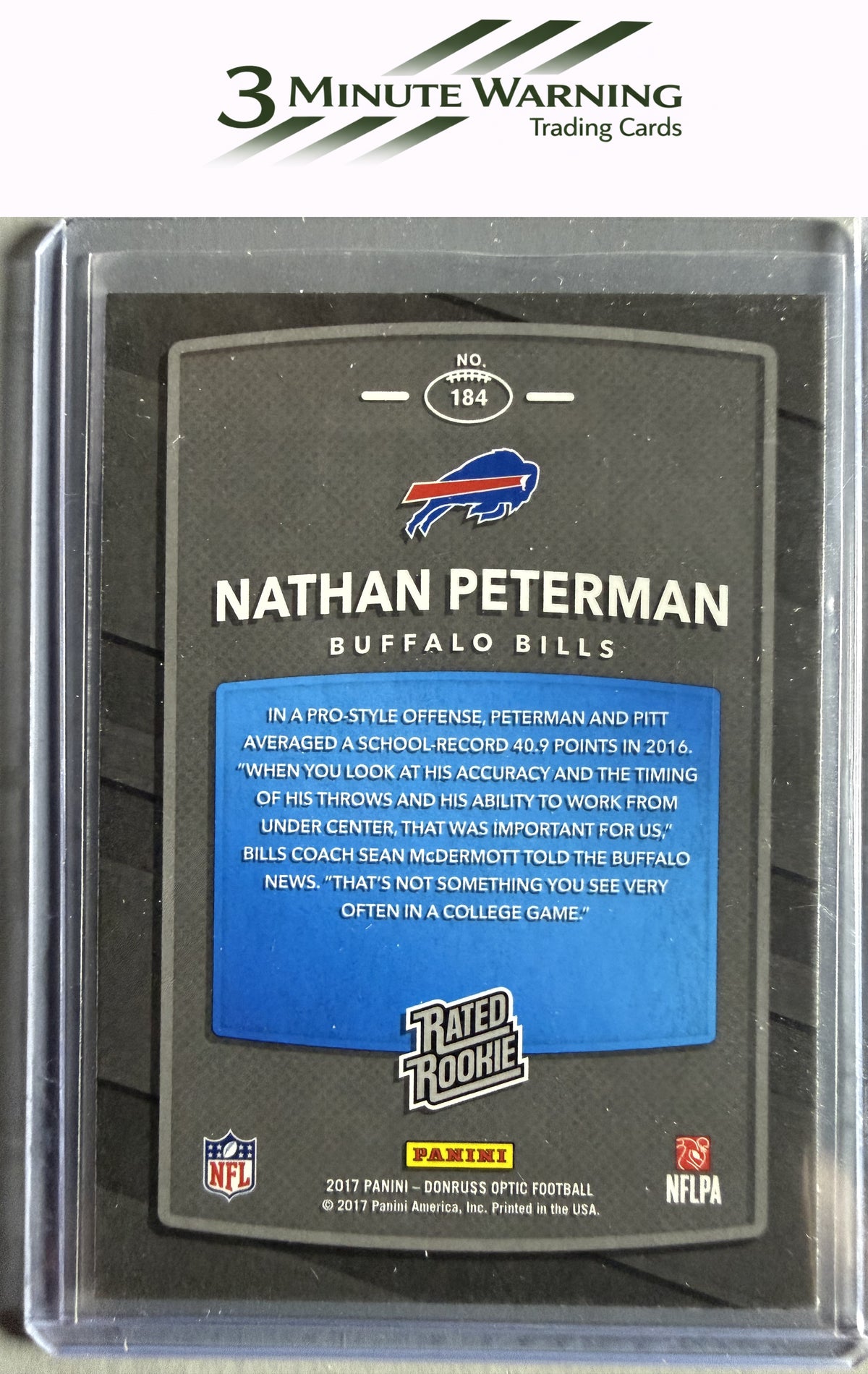 2017 Donruss Optic #184 Nathan Peterman