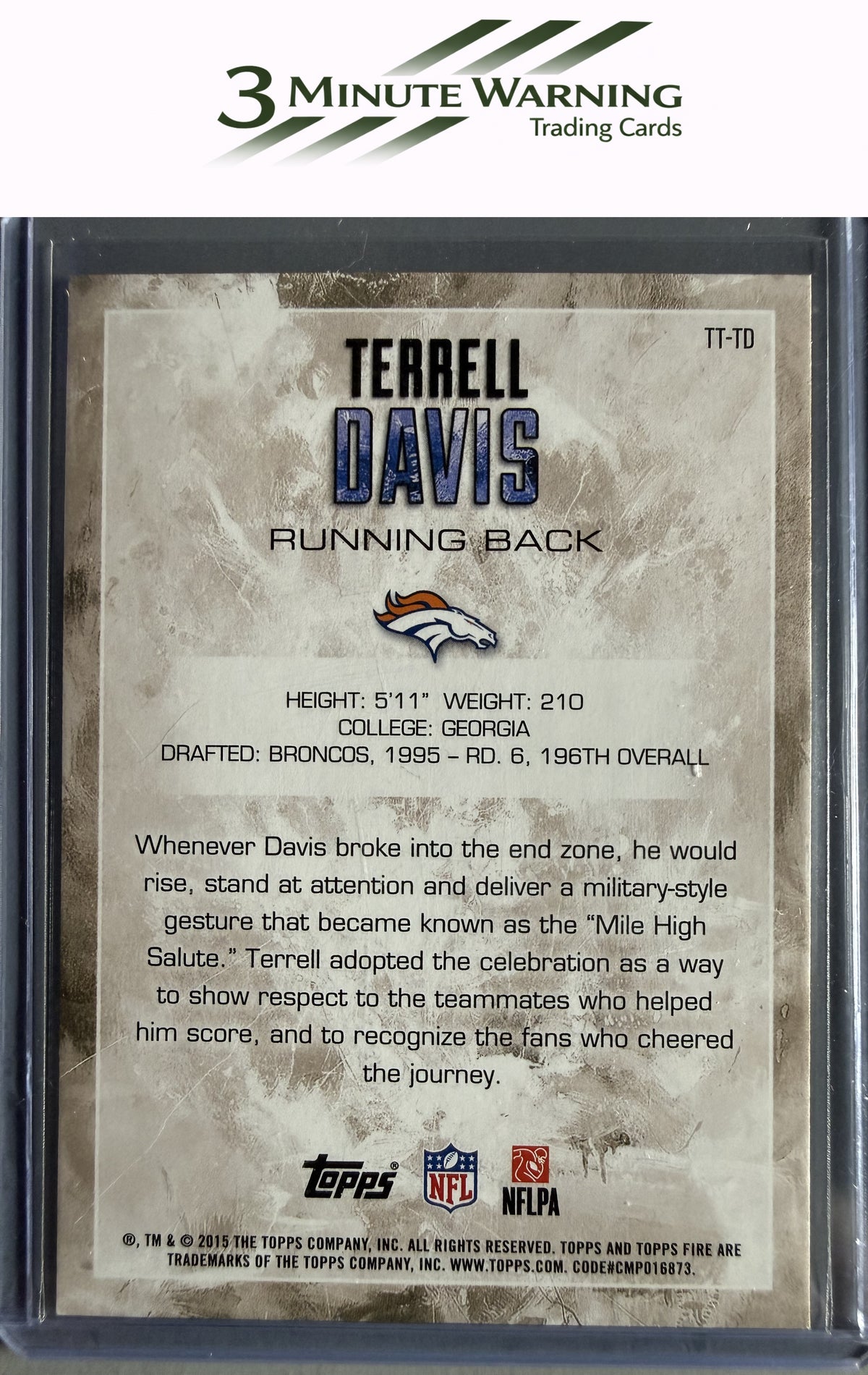 2015 Topps Fire #TT-TD Terrell Davis Transcendent Touchdowns