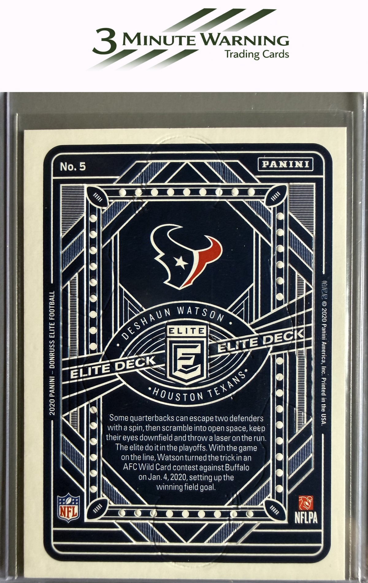 2020 Donruss Elite #5 Deshaun Watson Elite Deck