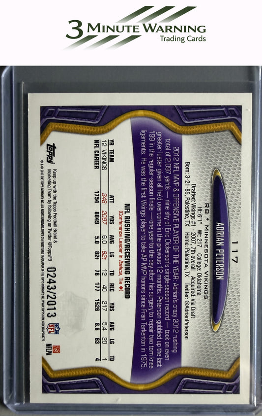 2013 Topps #117 Adrian Peterson Gold #/2013