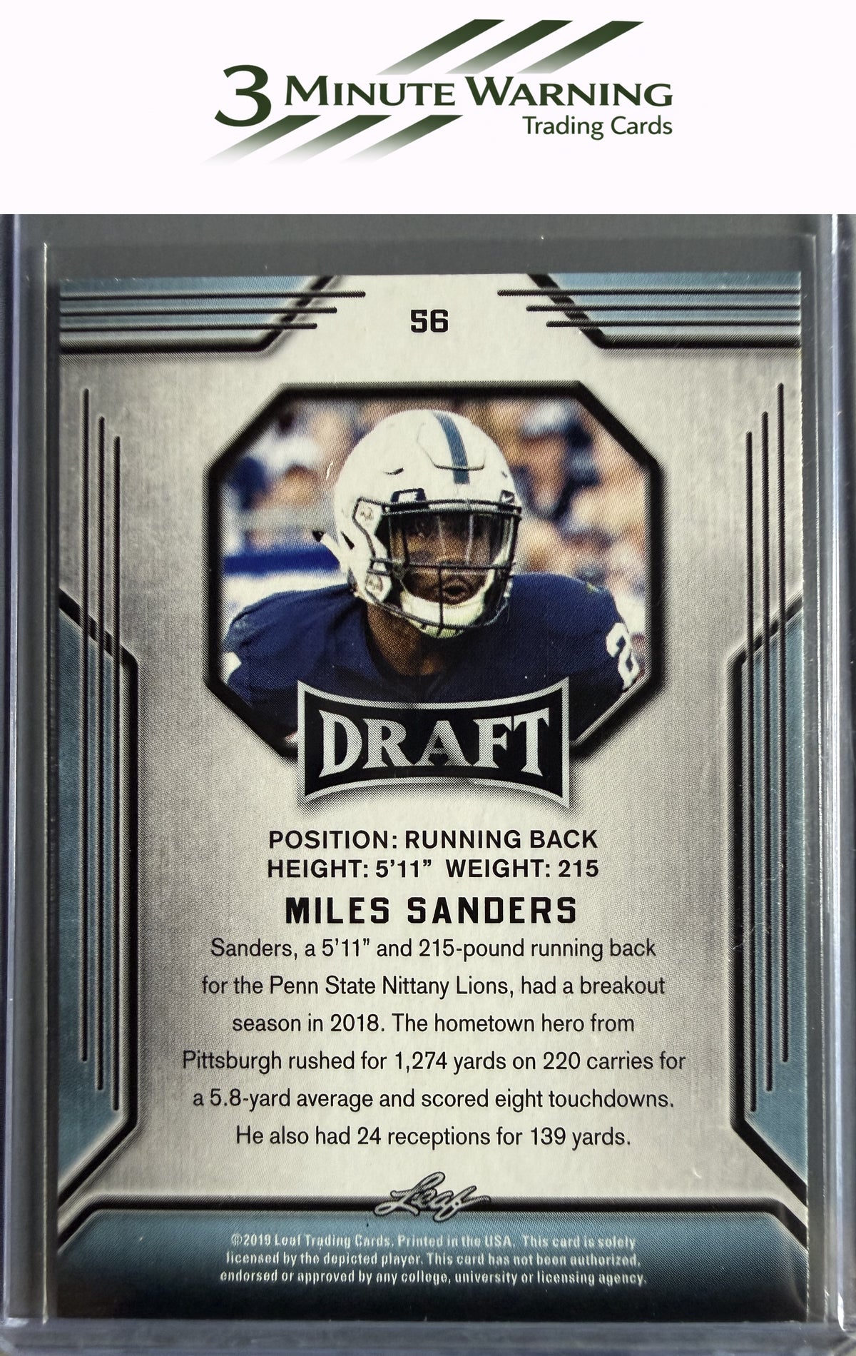 2019 Leaf Draft #56 Miles Sanders Gold