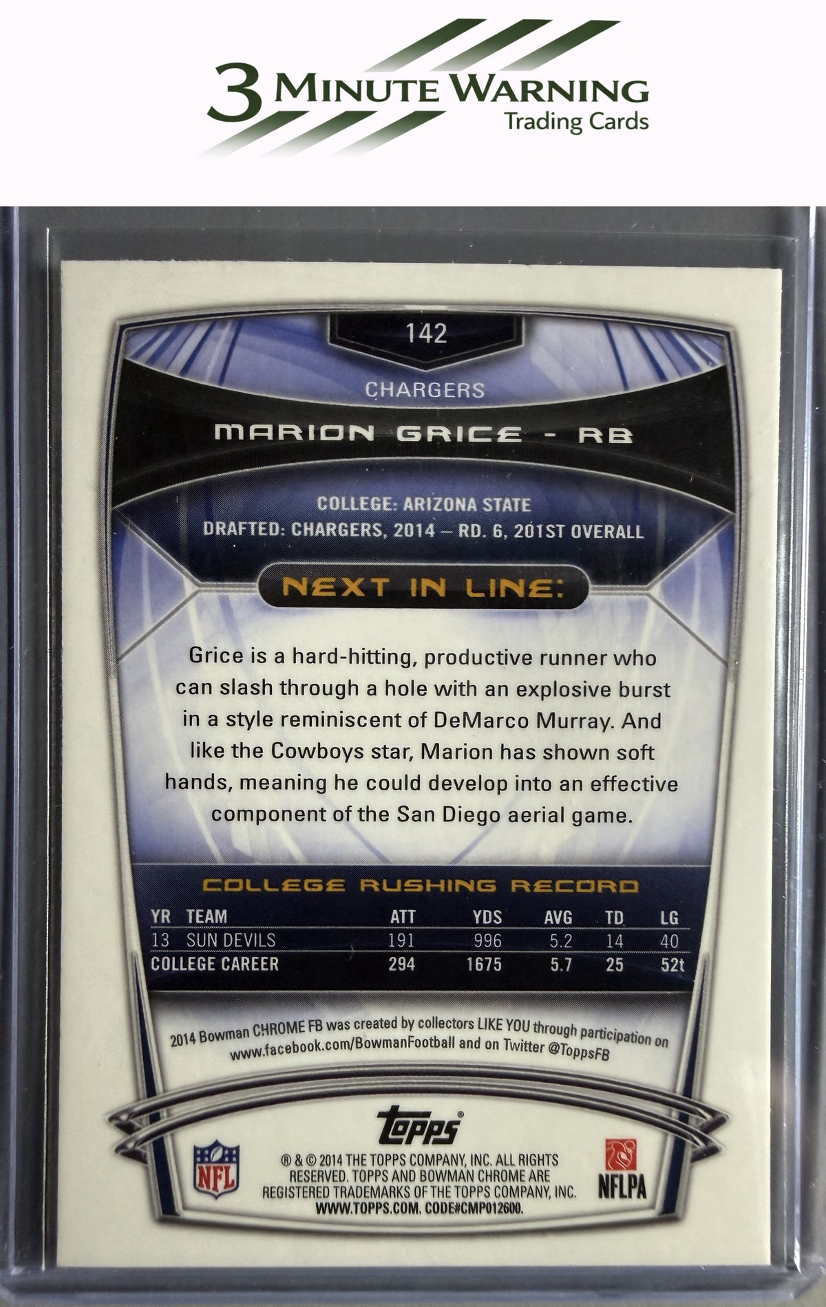 2014 Bowman Chrome #142 Marion Grice