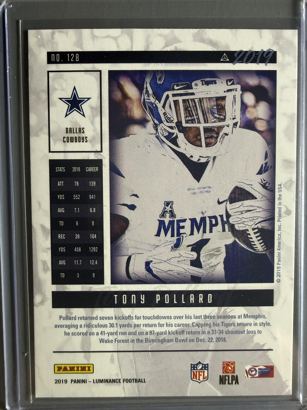 2019 Panini Luminance #128 Tony Pollard