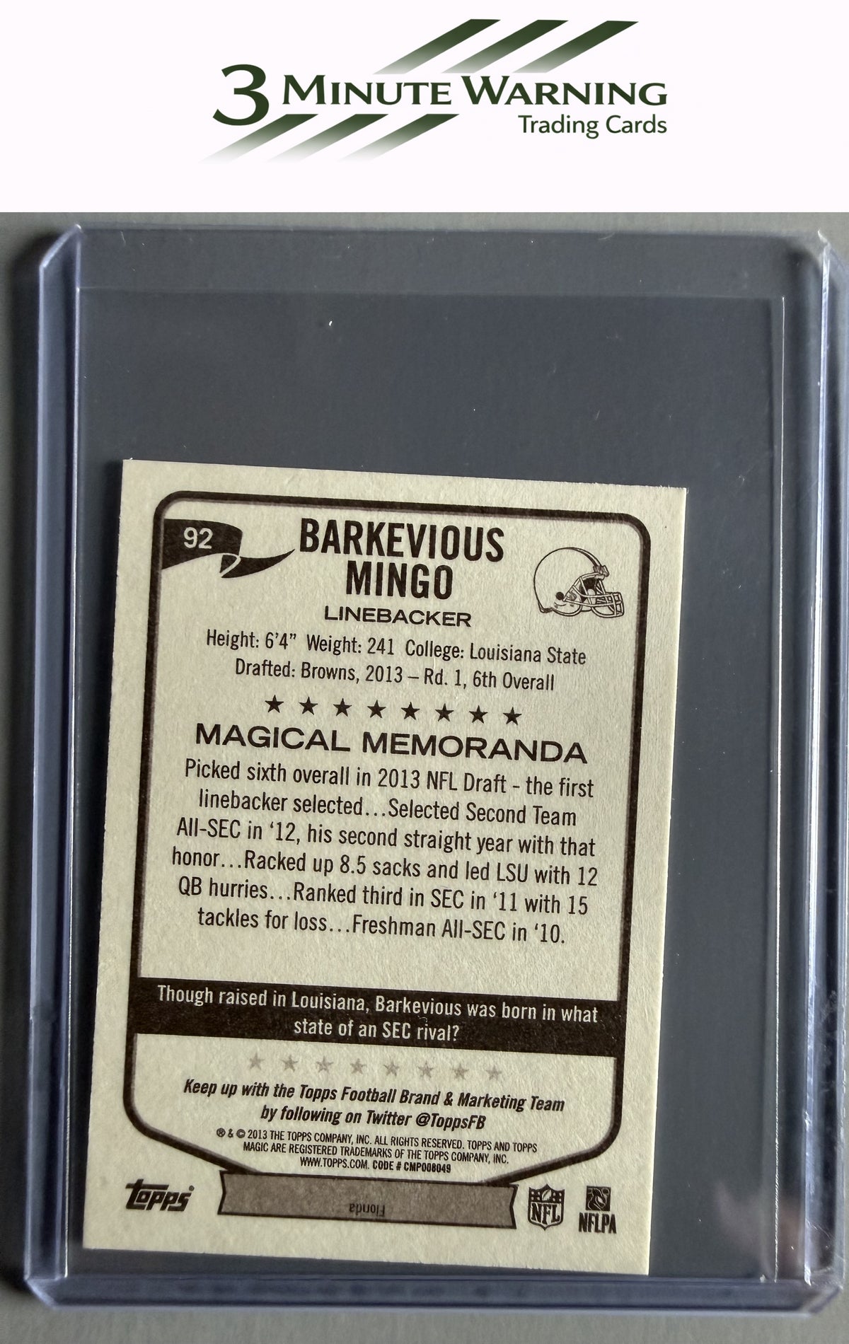 2013 Topps Magic #92 Barkevious Mingo Mini