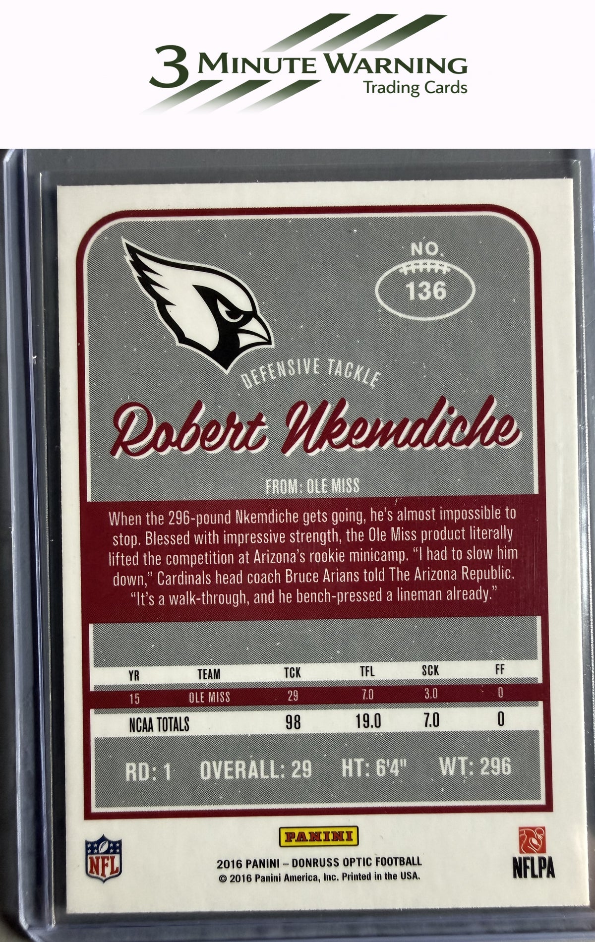 2016 Donruss Optic #136 Robert Nkemdiche