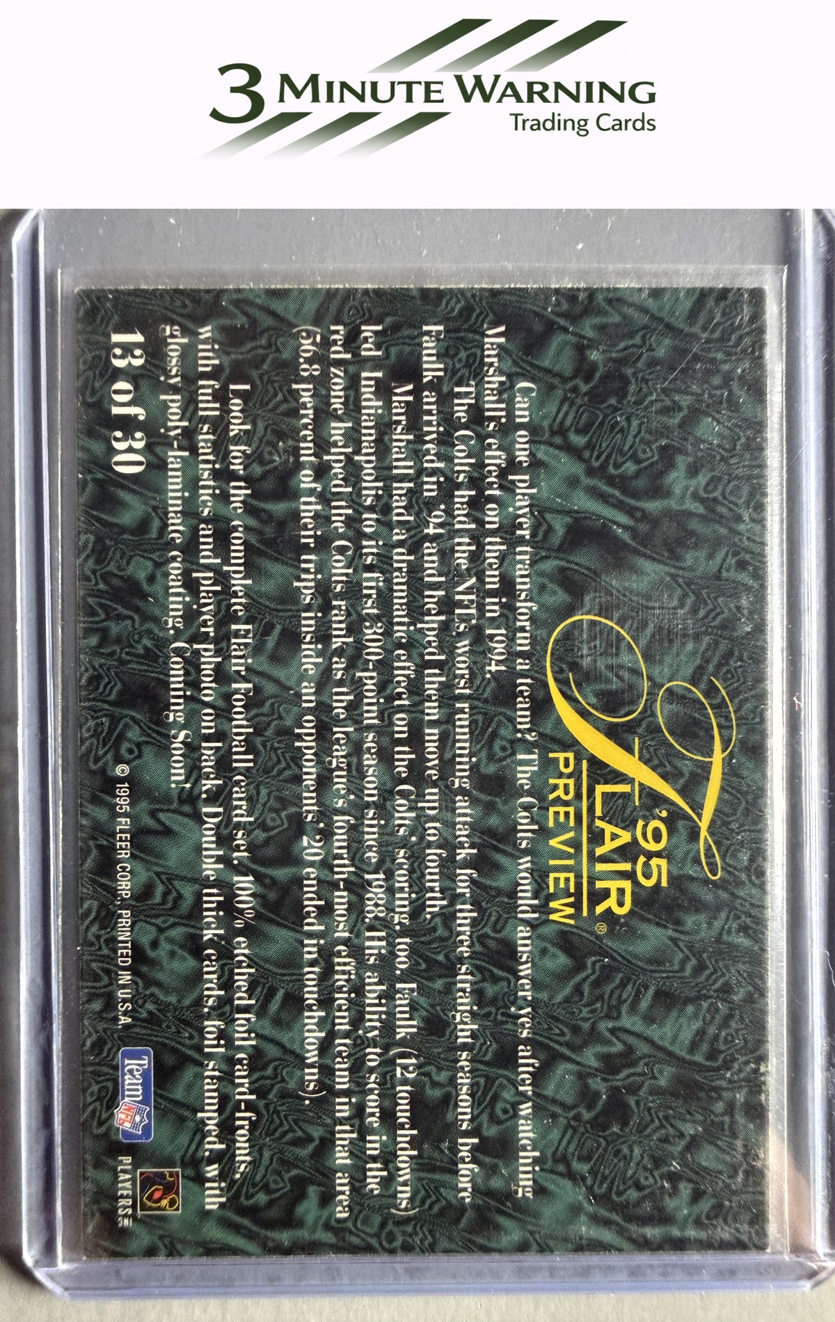 1995 Fleer #13 Marshall Faulk Flair Preview