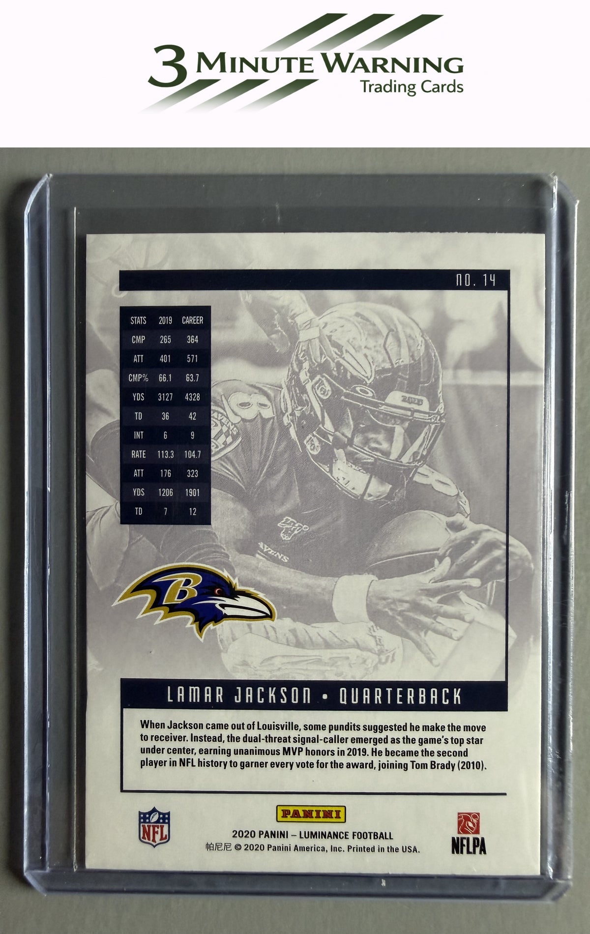 2020 Panini Luminance #14 Lamar Jackson