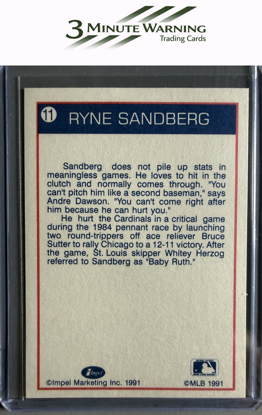 1991 Line Drive Ryne Sandberg #11 Ryne Sandberg / Dropping bat / running to first
