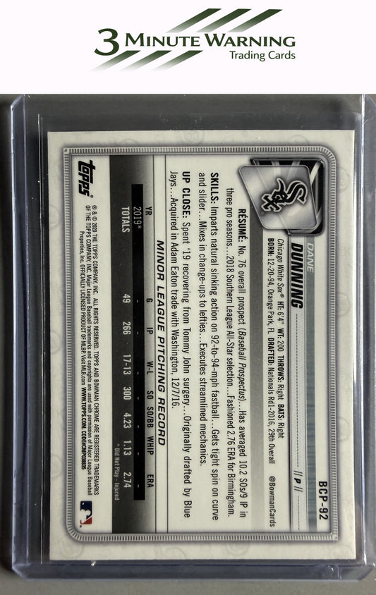 2020 Bowman #BCP-92 Dane Dunning Chrome Prospects Mojo Refractor