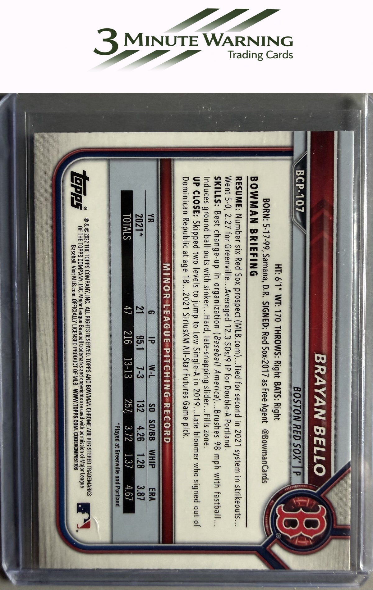 2022 Bowman #BCP-107 Brayan Bello Chrome Prospects