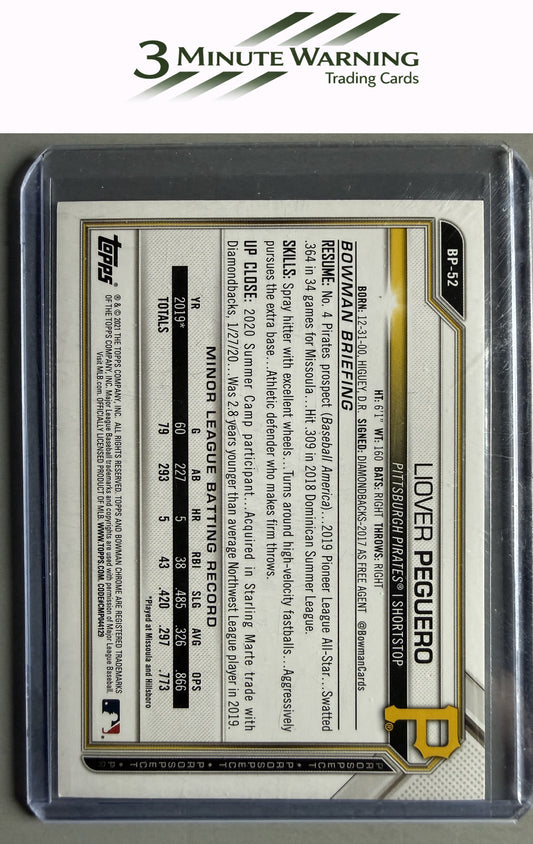 2021 Bowman #BP-52 Liover Peguero Prospects Sky Blue #/499