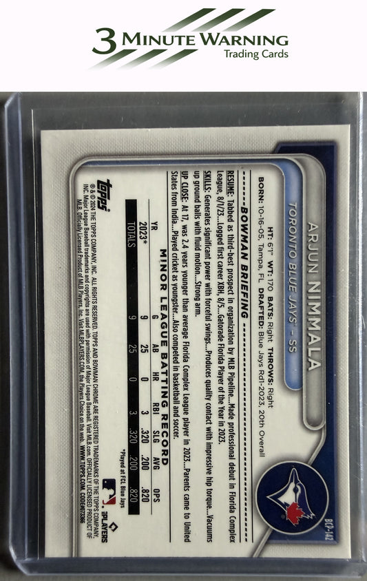 2024 Bowman #BCP-142 Arjun Nimmala Chrome Prospects Mojo Refractor