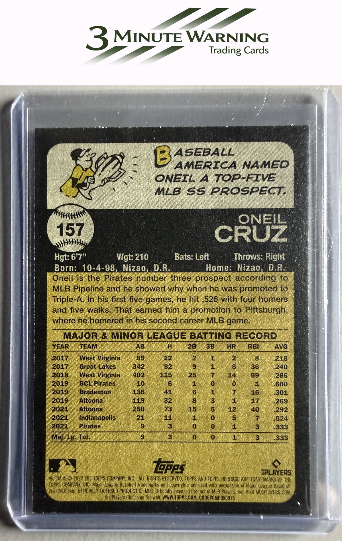 2022 Topps Heritage #157 Oneil Cruz